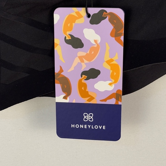 NWT HoneyLove Womens Silhouette Wireless Bonded Support Bra Sz L 38 B/C Black - Picture 12 of 13